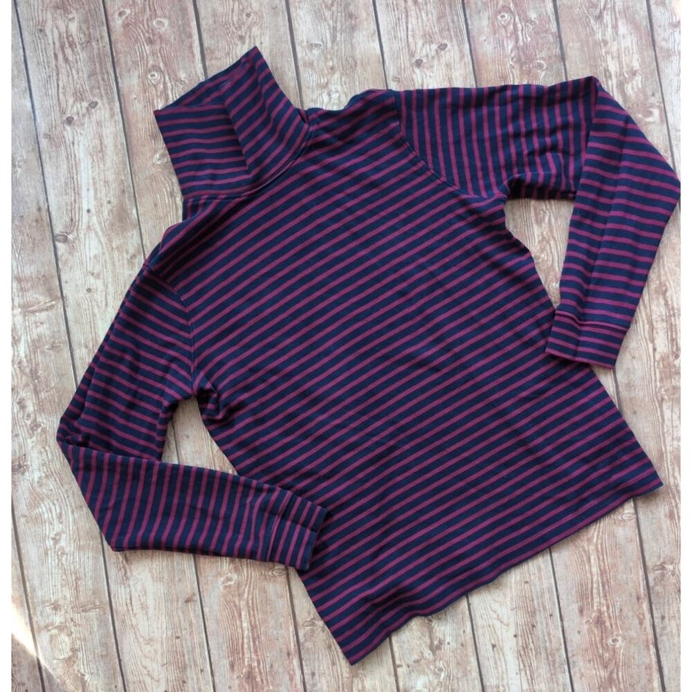 Women's L.L. Bean Turtleneck Long-Sleeve Stripe - Red/ Blue - Size Small Regular